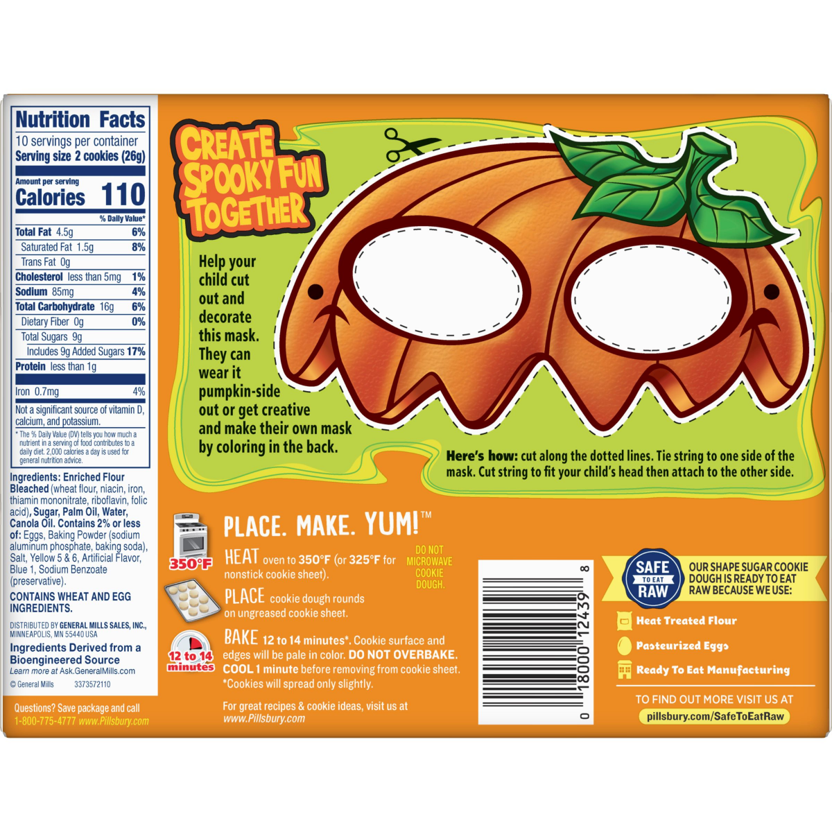 slide 2 of 2, Pillsbury Ready-to-Bake Pumpkin Shape Sugar Cookie Dough - 9.1oz/20ct - Halloween, 20 ct