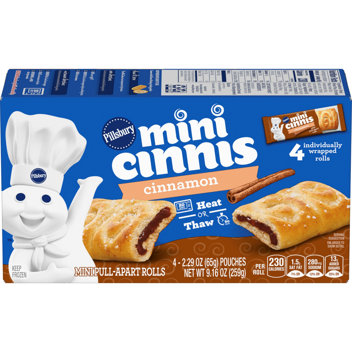slide 1 of 3, Pillsbury Mini Cinnis, Pull-Apart Cinnamon Rolls, 4 Rolls, 9.16 oz, 4 ct