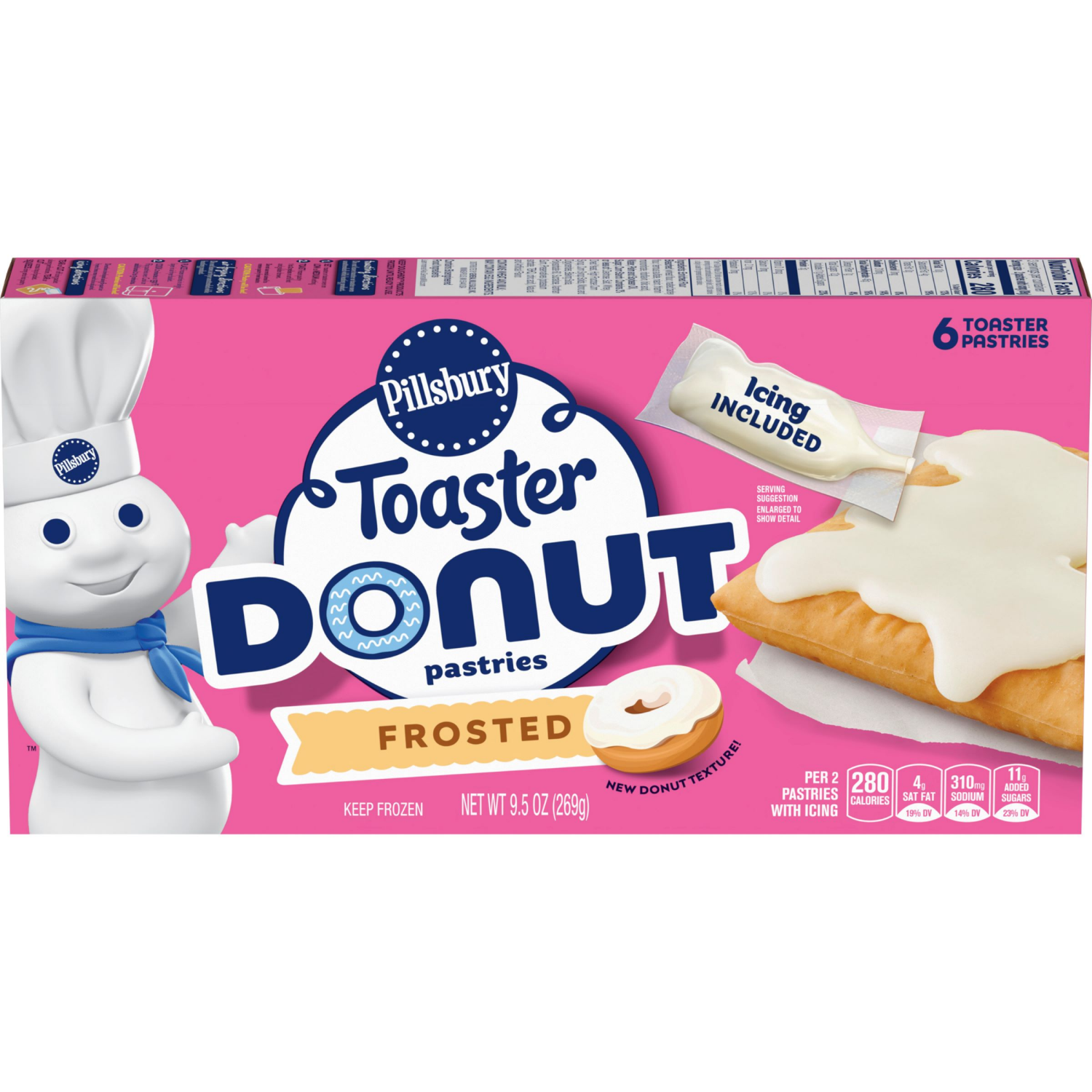 slide 1 of 4, Pillsbury Toaster Strudel Vanilla Donut 9.5 Ounces, 9.5 oz
