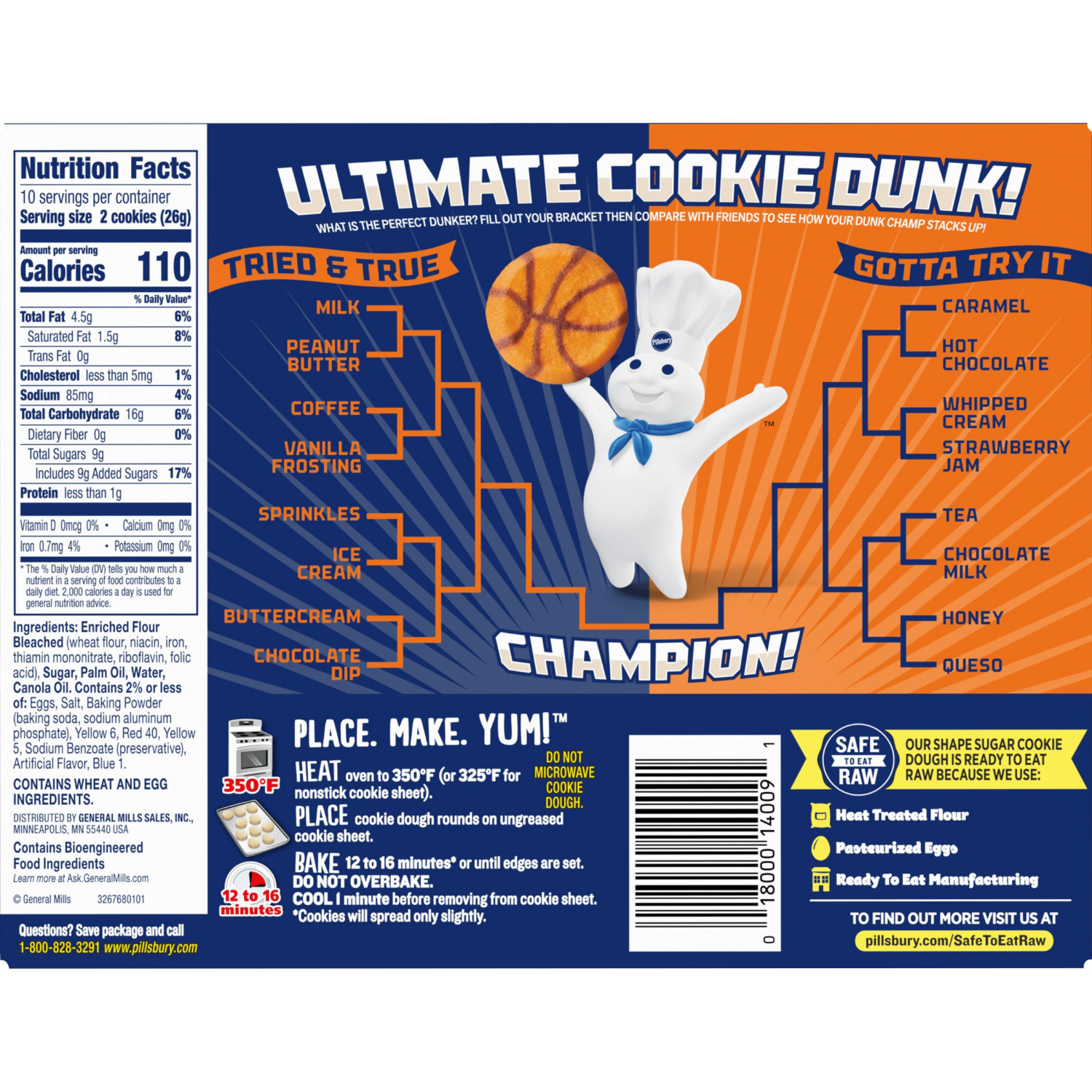 slide 2 of 4, Pillsbury Ready to Bake! Basketball Shape Sugar Cookie Dough 20 Count, 9.1 OZ, 20 ct