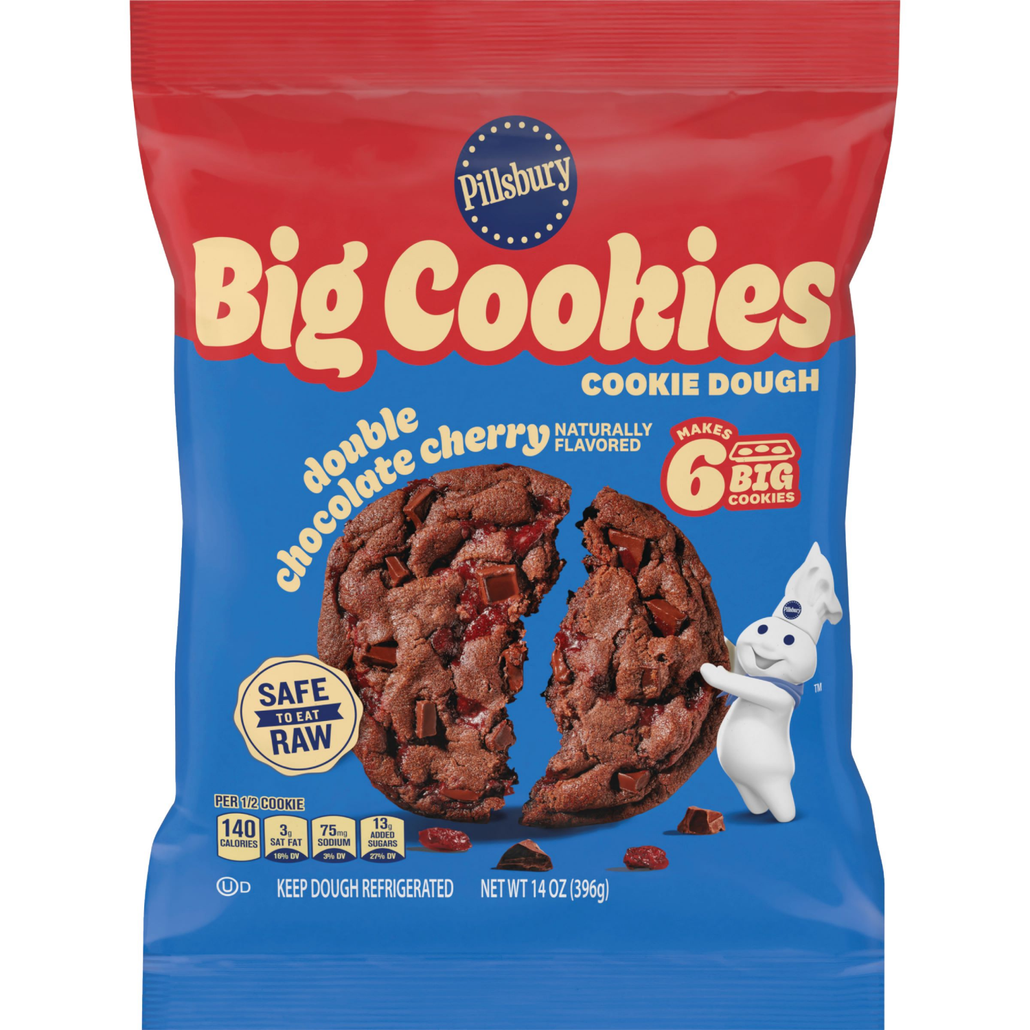 slide 1 of 2, Pillsbury Ready to Bake! Big Cookies Double Chocolate Cherry Cookie Dough, 6 Count, 14 oz, 14 oz