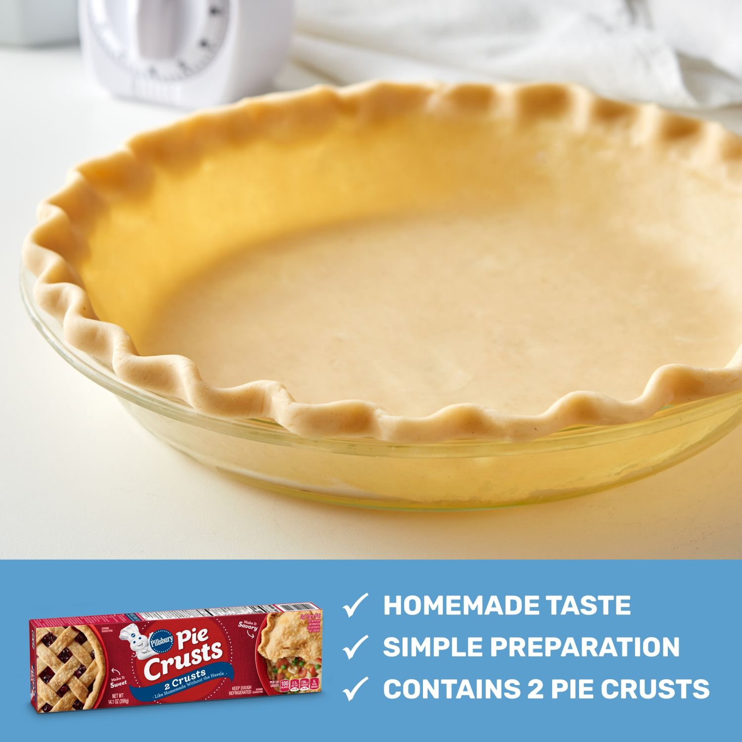 slide 5 of 5, Pillsbury Premade Refrigerated Pie Crust, Two Pie Crusts, 14.1 oz, 2 ct