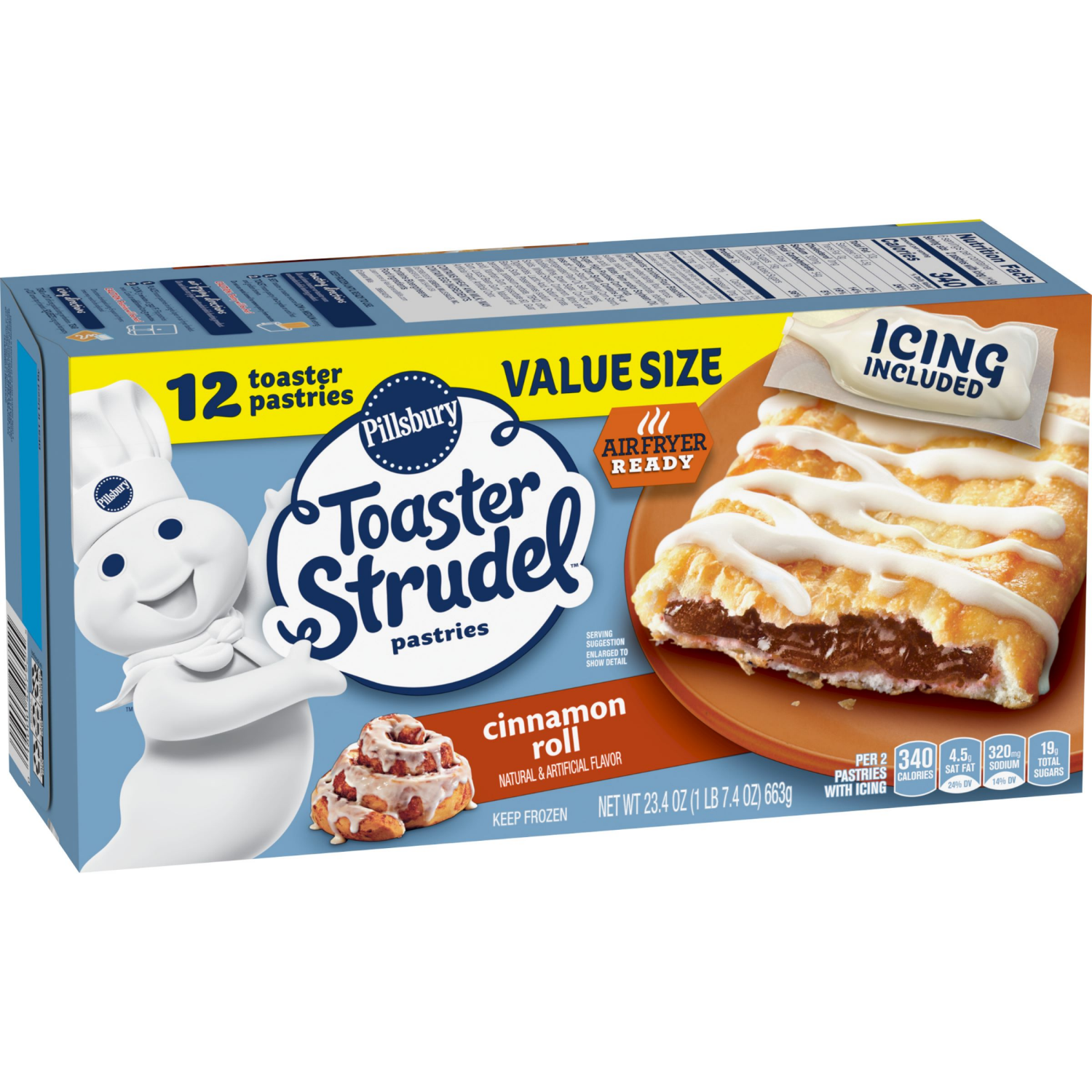 slide 2 of 3, Pillsbury Cinnamon Roll Toaster Strudel Frozen Pastries Value Size, 12 ct
