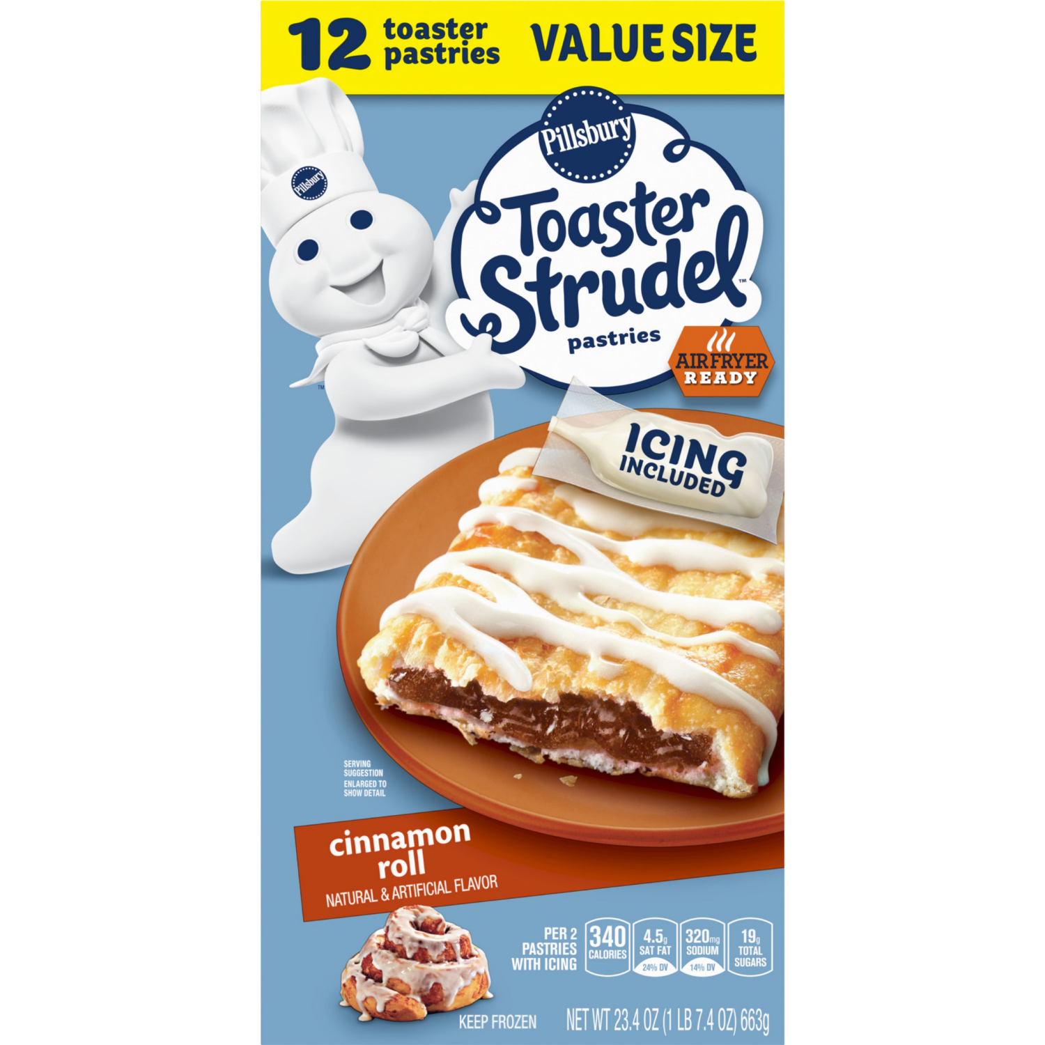 slide 3 of 3, Pillsbury Cinnamon Roll Toaster Strudel Frozen Pastries Value Size, 12 ct