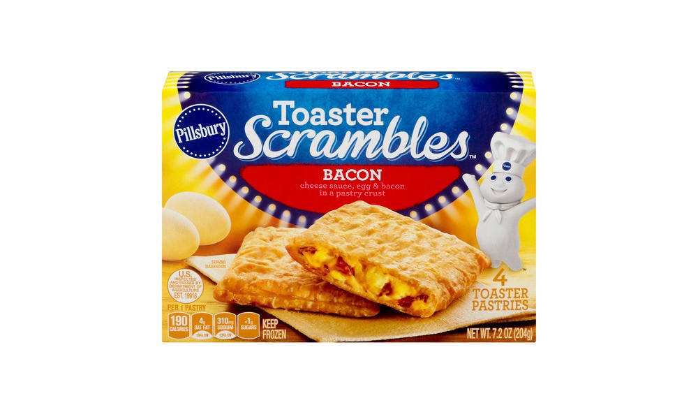 Pillsbury Bacon Toaster Scrambles, Frozen Breakfast Pastries, 4 ct., 7.