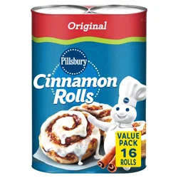 Pillsbury Cinnamon Rolls with Original Icing, Refrigerated Canned Pastry Dough, Value 2-Pack, 16 Rolls, 24.8 oz