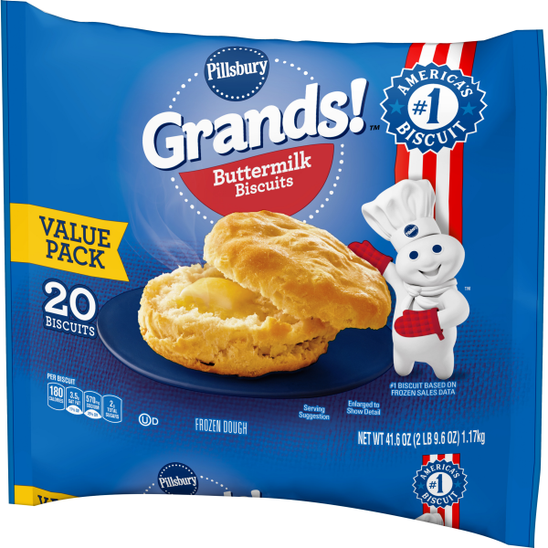 slide 12 of 29, Grands! Buttermilk Biscuits Frozen Dough, Value Pack, 20 ct., 41.6 oz., 20 ct