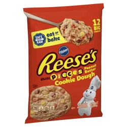 Pillsbury Eat or Bake Refrigerated Cookie Dough, REESE'S MINI PIECES Peanut Butter, Makes 12 Cookies, 16 oz