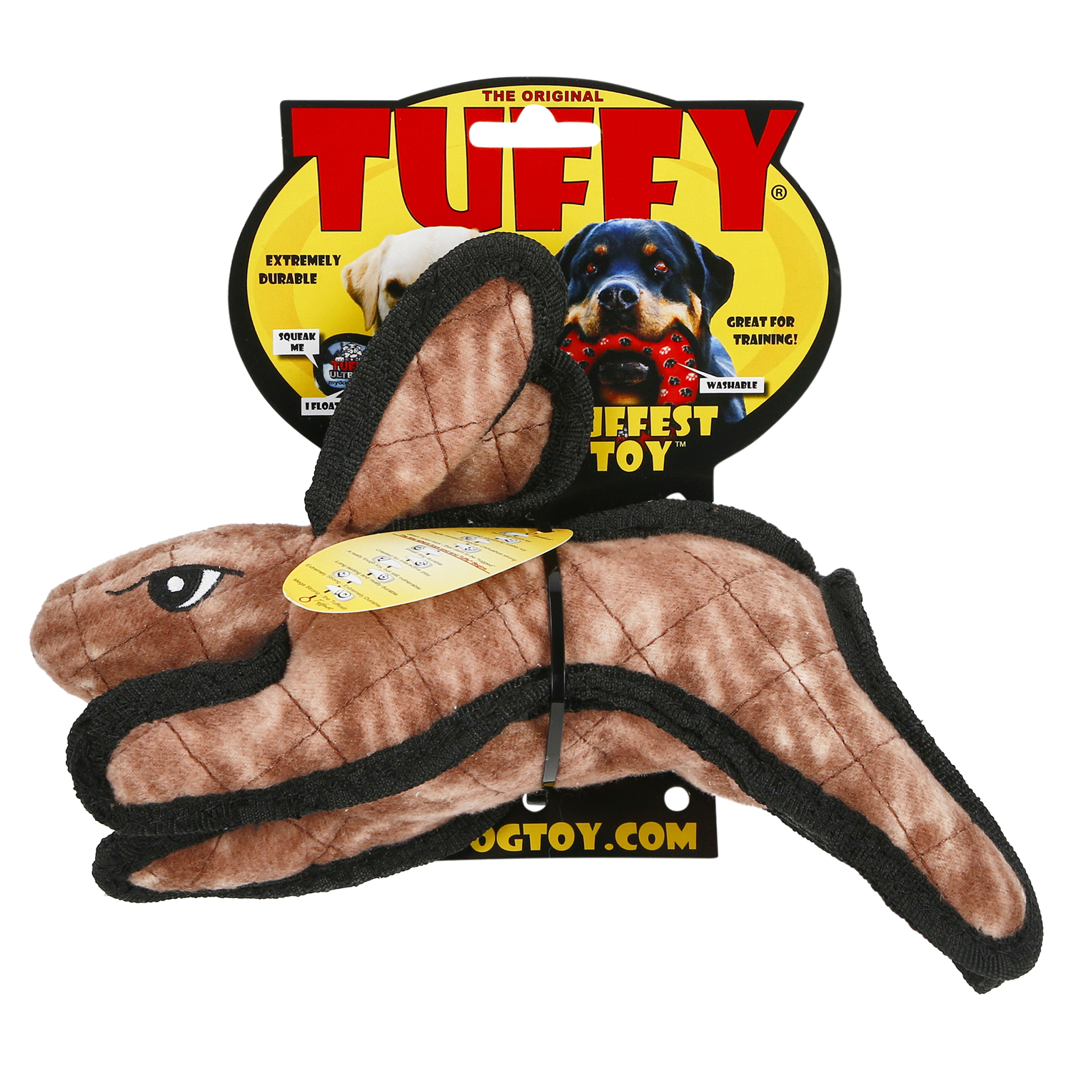 slide 1 of 1, Tuffy Junior Rabbit Dog Toy - Brown, 1 ct