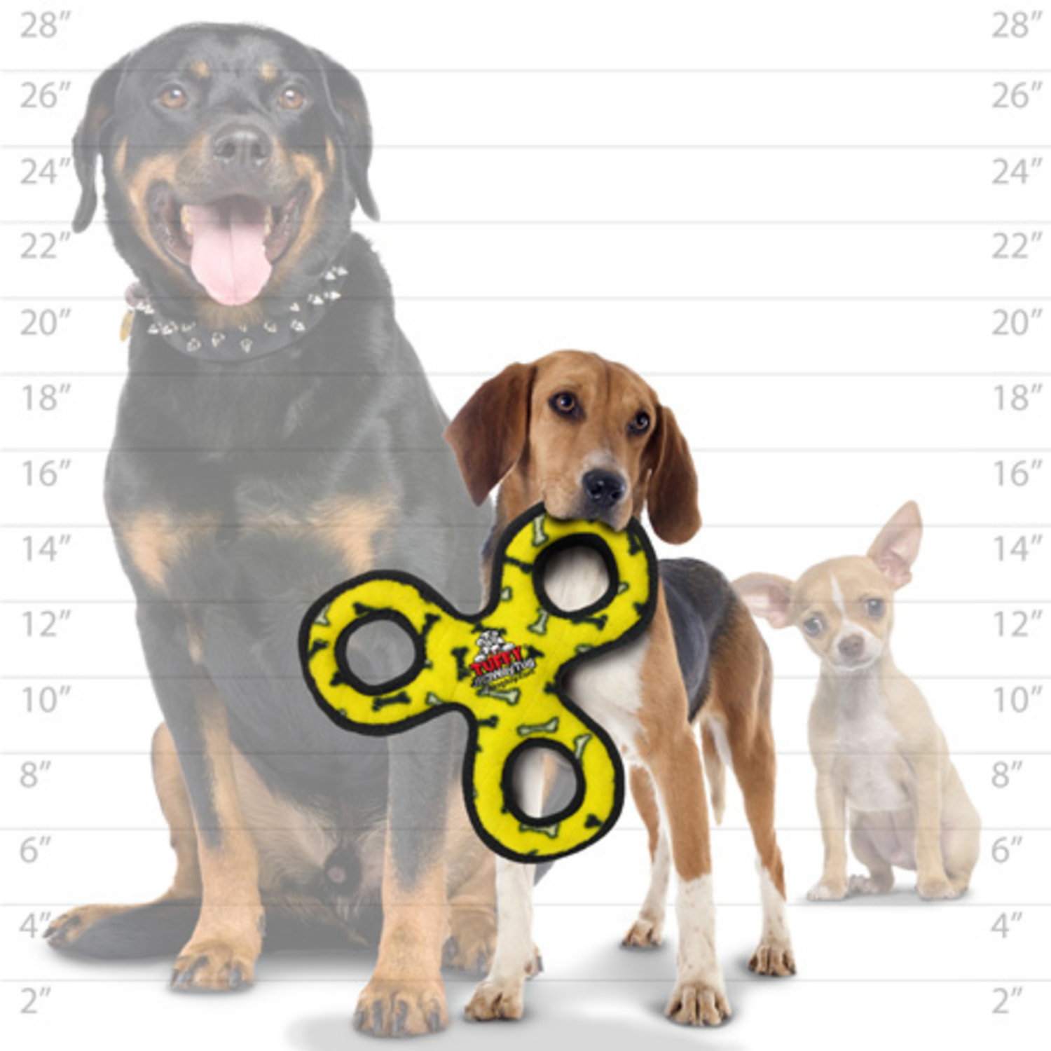 slide 2 of 3, Tuffy Junior 3-Way Tug Dog Toy, Yellow, 1 ct