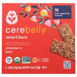 Cerebelly Organic Toddler Strawberry Beet Smart Snack Bars - 5 pk