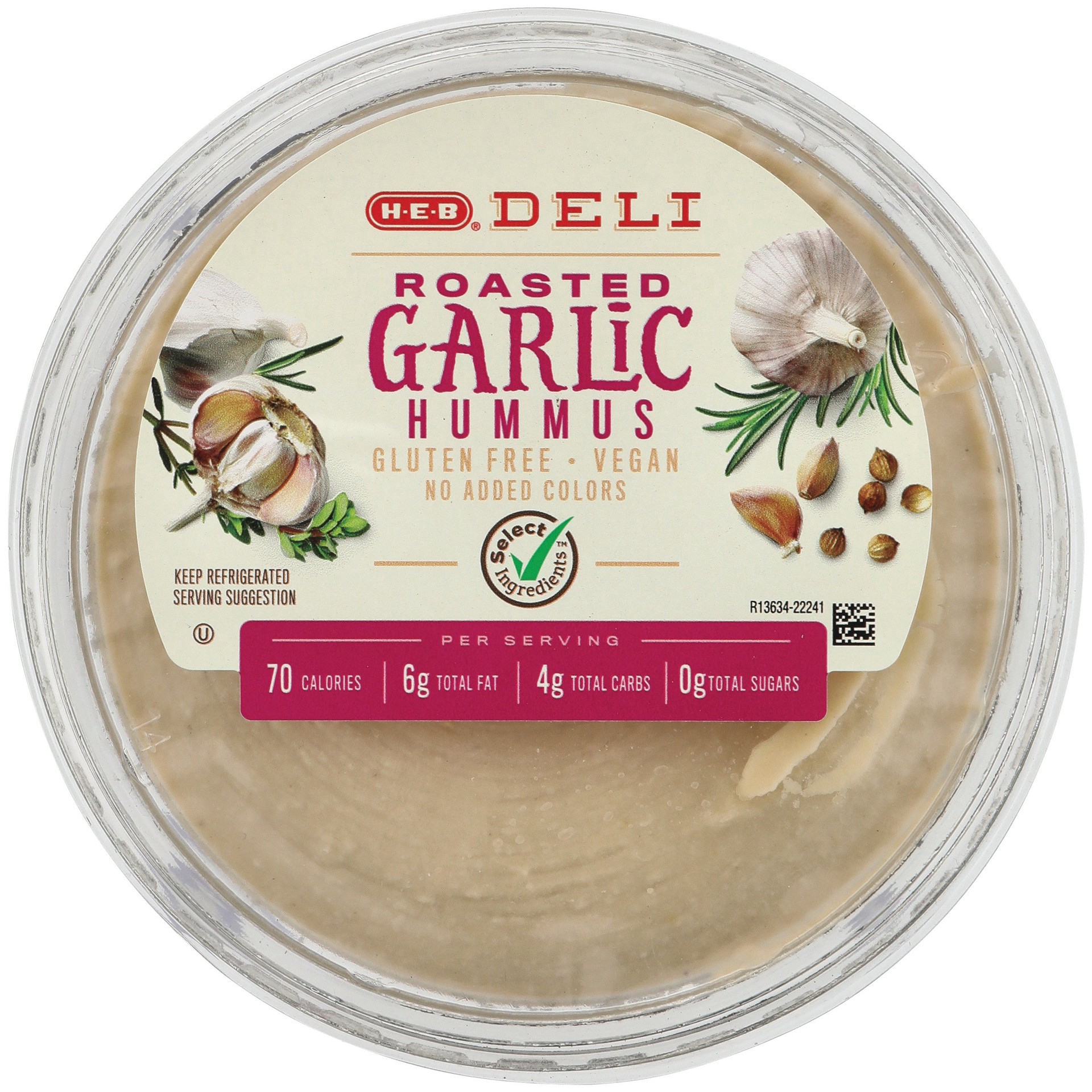 slide 1 of 1, H-E-B Deli Roasted Garlic Hummus, 8 oz