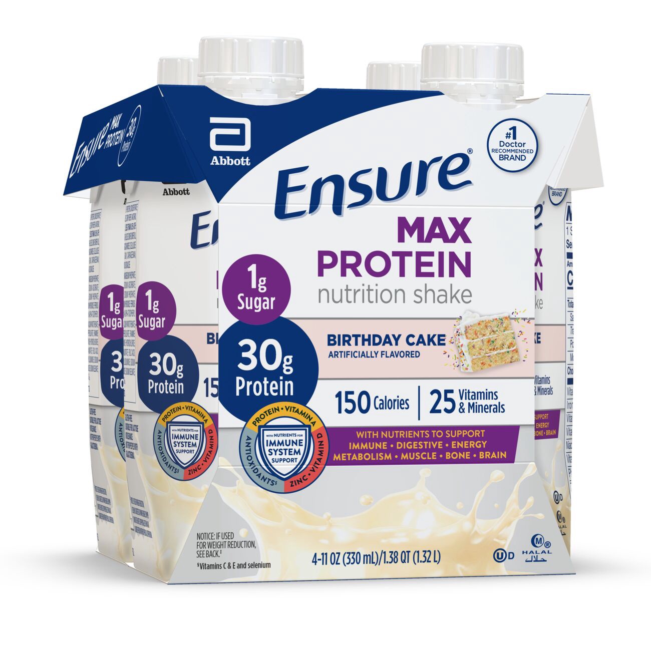 slide 8 of 10, Ensure Max Protein Birthday Cake Nutrition Shake 4 - 11 oz Cartons, 4 ct