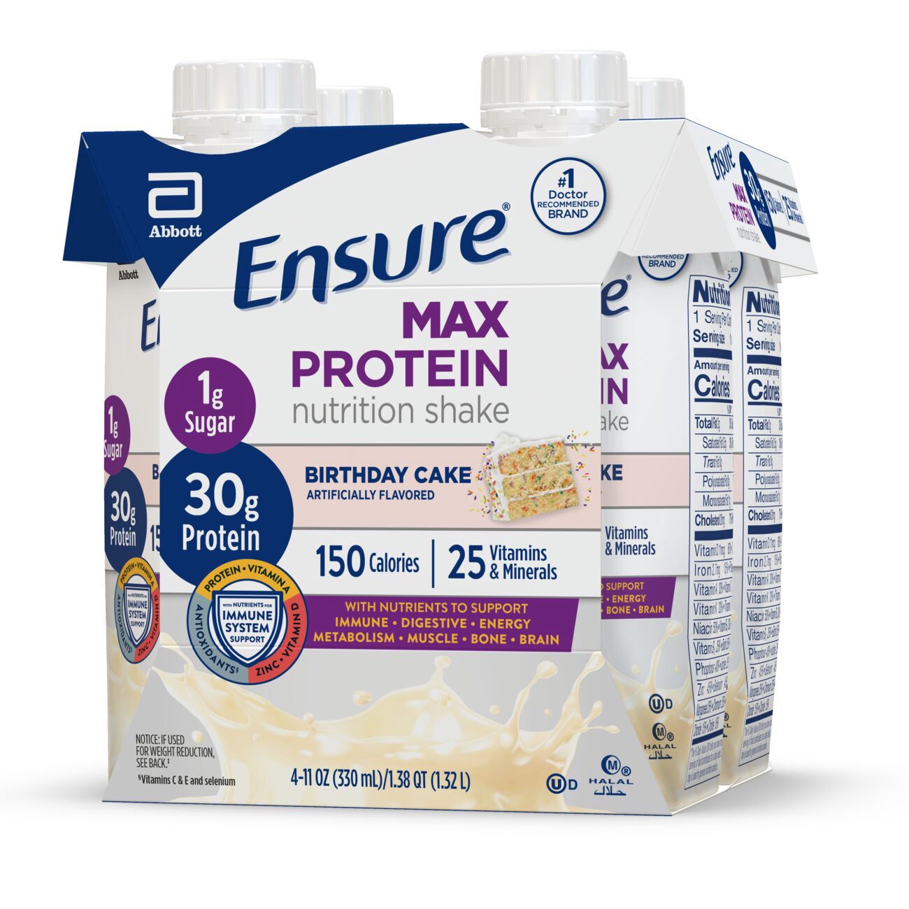 slide 10 of 10, Ensure Max Protein Birthday Cake Nutrition Shake 4 - 11 oz Cartons, 4 ct
