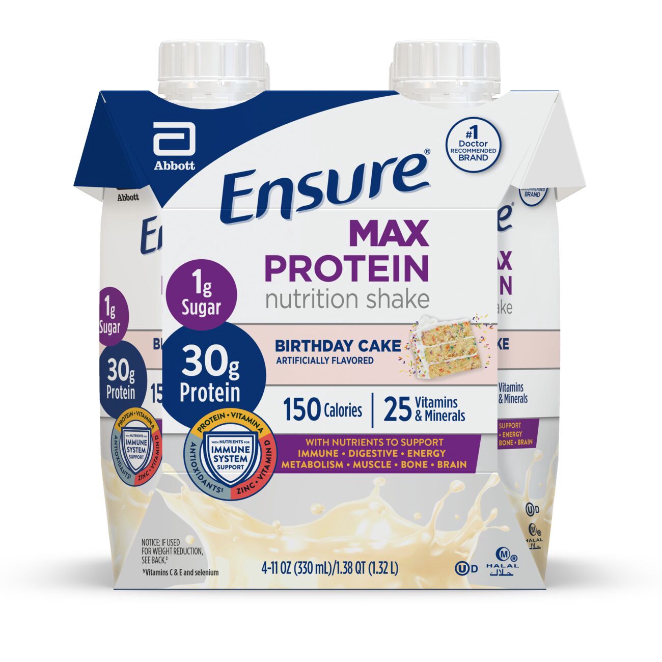 slide 6 of 10, Ensure Max Protein Birthday Cake Nutrition Shake 4 - 11 oz Cartons, 4 ct