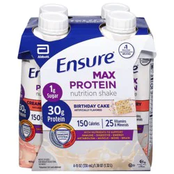 Ensure Max Protein Birthday Cake Nutrition Shake 4 - 11 oz Cartons
