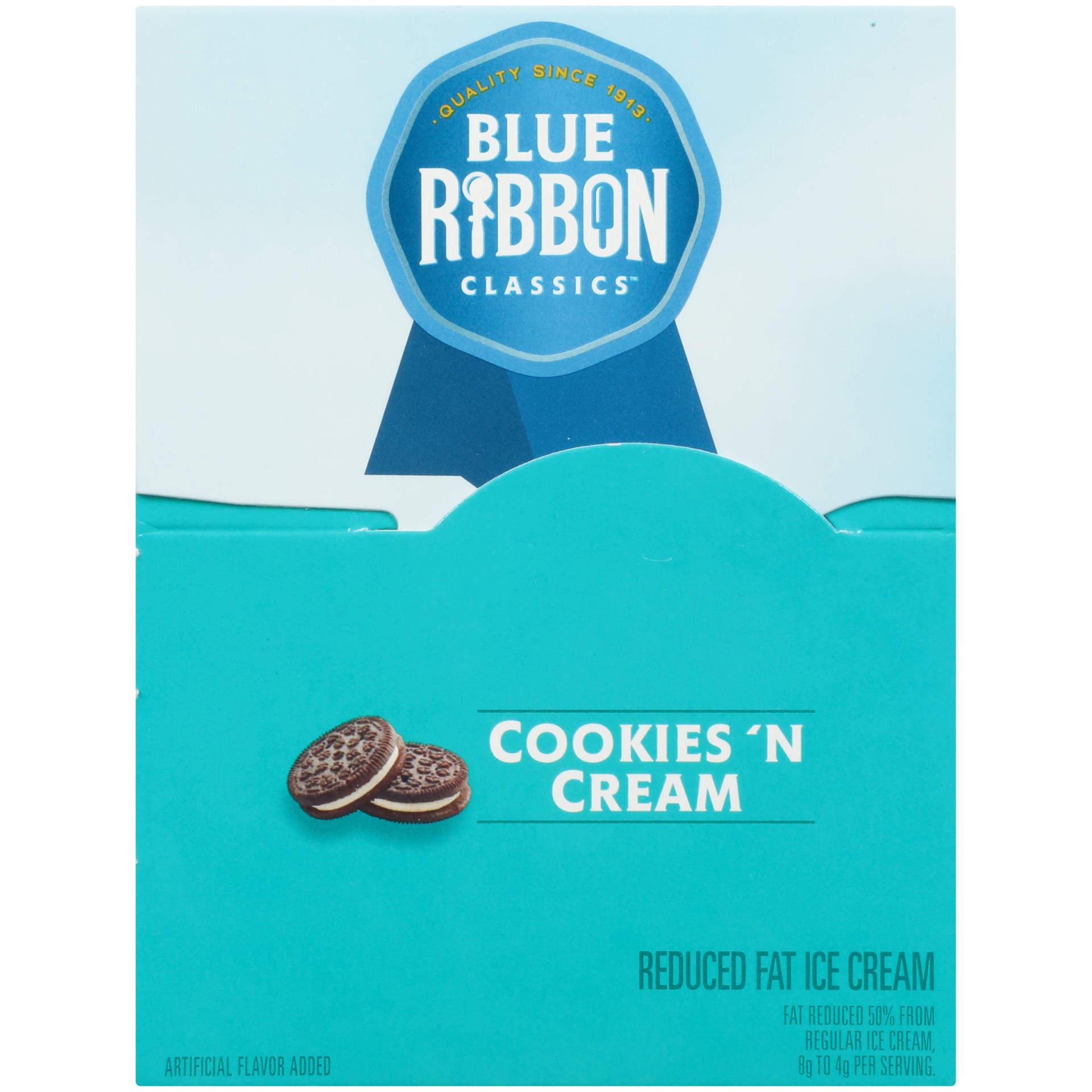 slide 4 of 8, Blue Ribbon Classics Cookies 'n Cream Reduced Fat Ice Cream, 56 fl oz