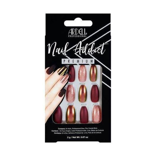 slide 1 of 3, Ardell Nail Addict Red Cateye False Nails, 24 ct