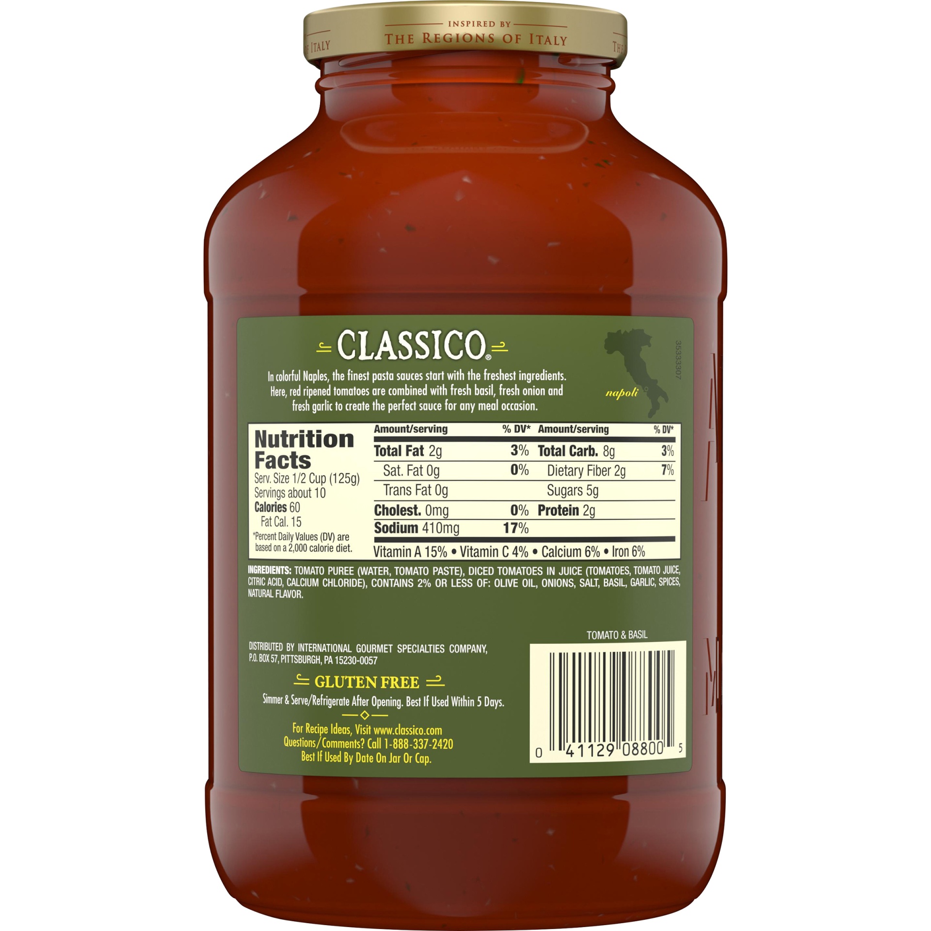 slide 5 of 7, Classico Tomato & Basil Pasta Sauce Value Size, 44 oz
