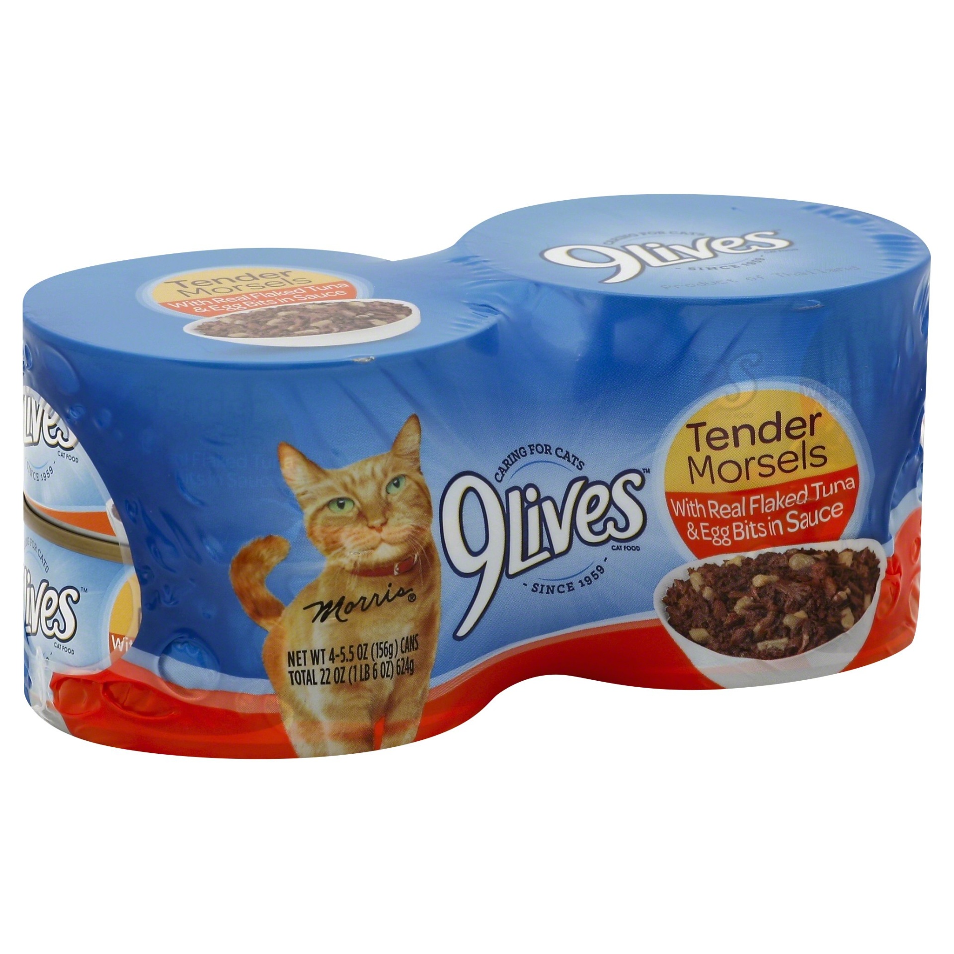 slide 1 of 1, 9Lives Tender Morsels Real Flaked Tuna & Egg Bits in Sauce Cat Food, 4 ct; 5.5 oz