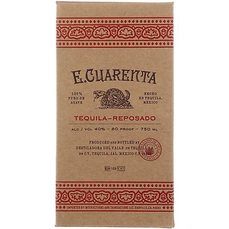 slide 1 of 1, E Cuarenta Tequila Reposado 80 Proof - 750 Ml, 750 ml