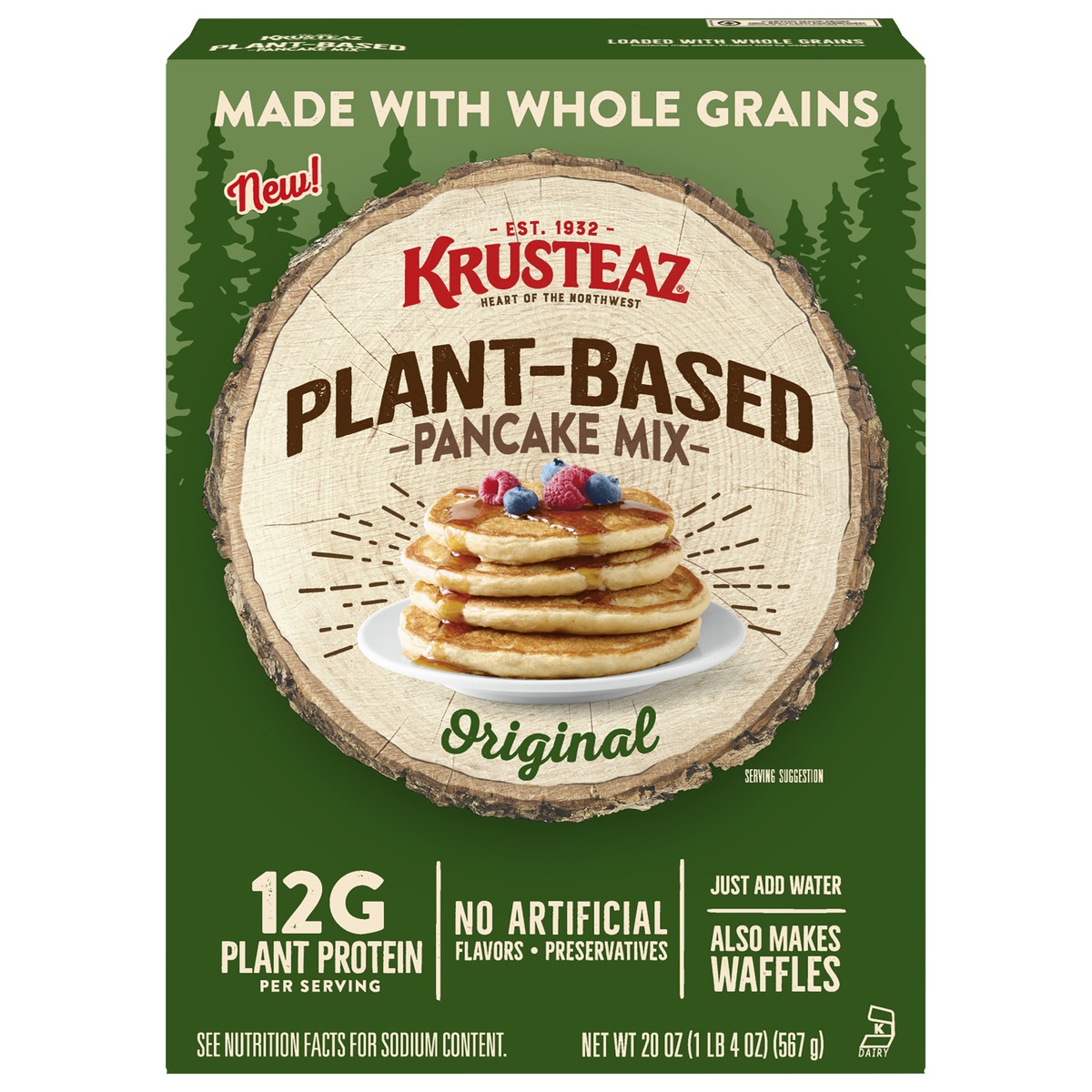 slide 1 of 1, Krusteaz Plant Powered Protein Pancake, 20 oz