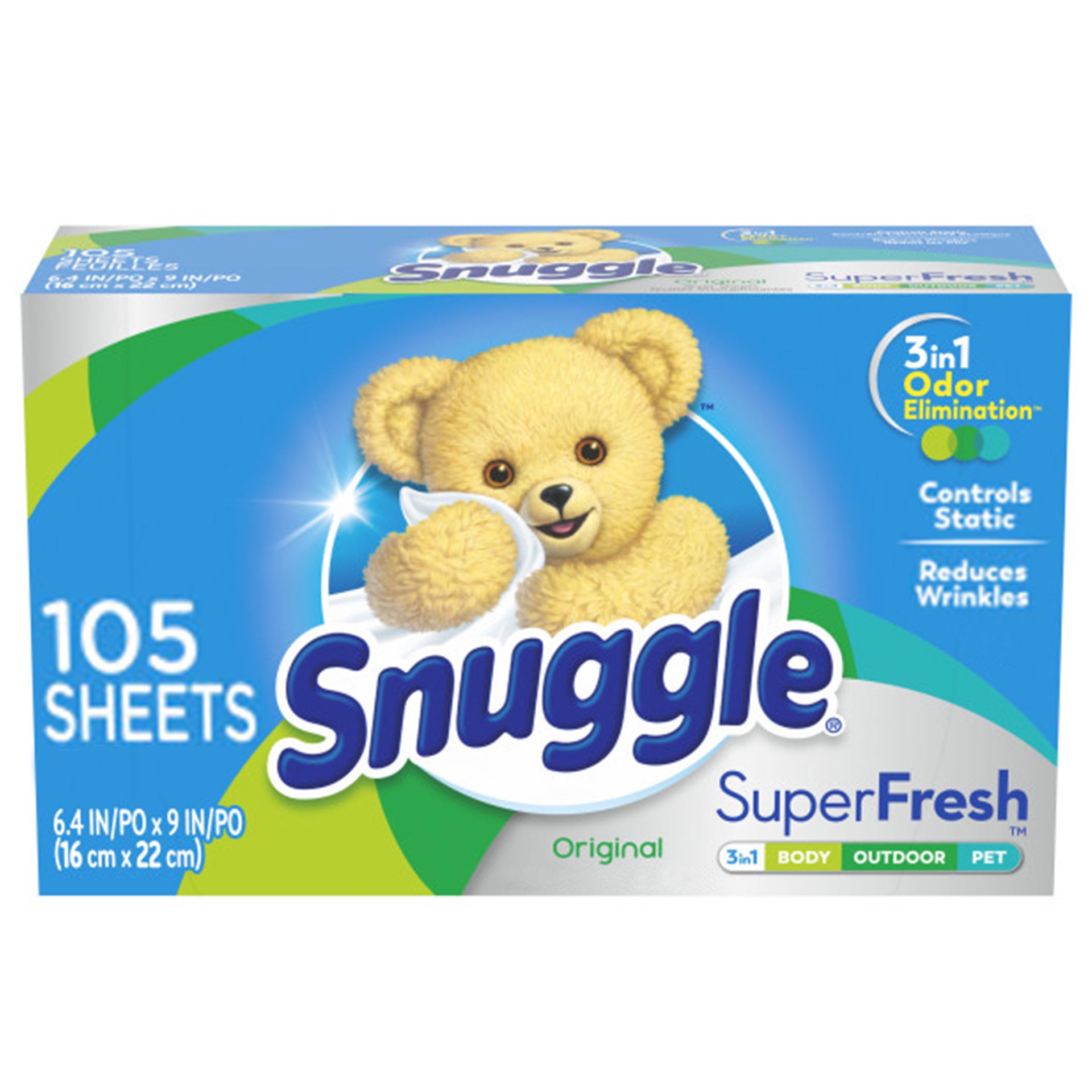 slide 2 of 3, Snuggle Plus SuperFresh Fabric Softener Dryer Sheets with Static Control and Odor Eliminating Technology, Original, 105 Count, 105 ct