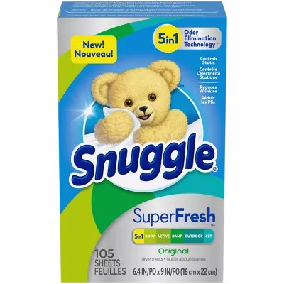 slide 1 of 3, Snuggle Plus SuperFresh Fabric Softener Dryer Sheets with Static Control and Odor Eliminating Technology, Original, 105 Count, 105 ct