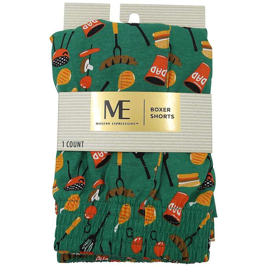 slide 1 of 1, Modern Expressions Dad Grilling Boxer Assortment M/L, 1 pair