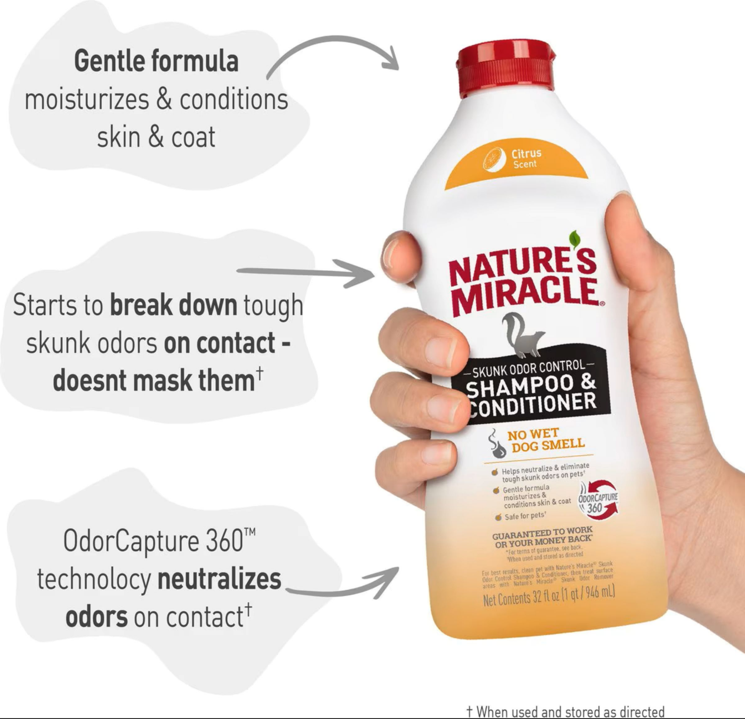 slide 1 of 1, Nature's Miracle Citrus Scent Skunk Odor Remover 32 fl oz, 32 fl oz