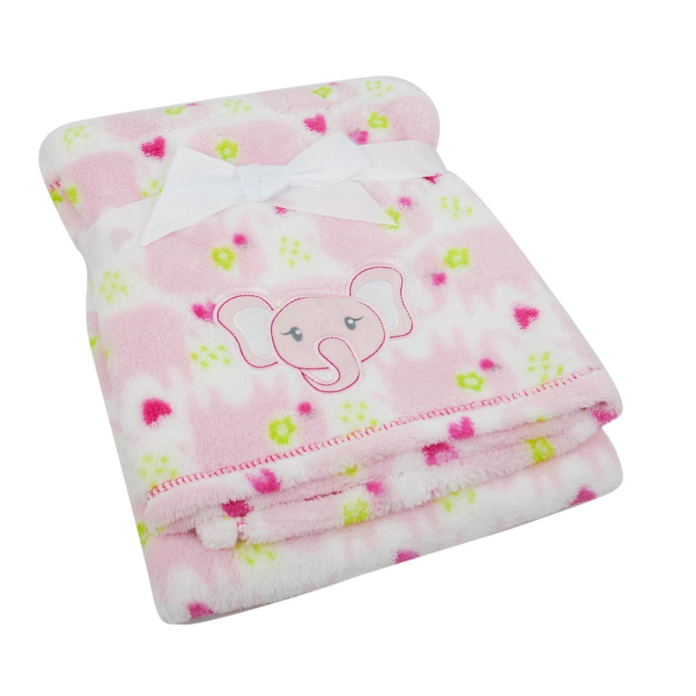 slide 2 of 4, Cutie Pie Elephant Plush Baby Blanket - Pink, 1 ct