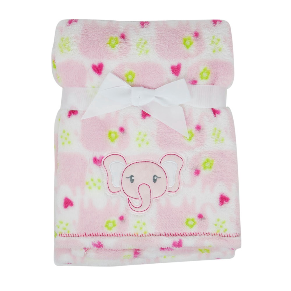 slide 1 of 4, Cutie Pie Elephant Plush Baby Blanket - Pink, 1 ct