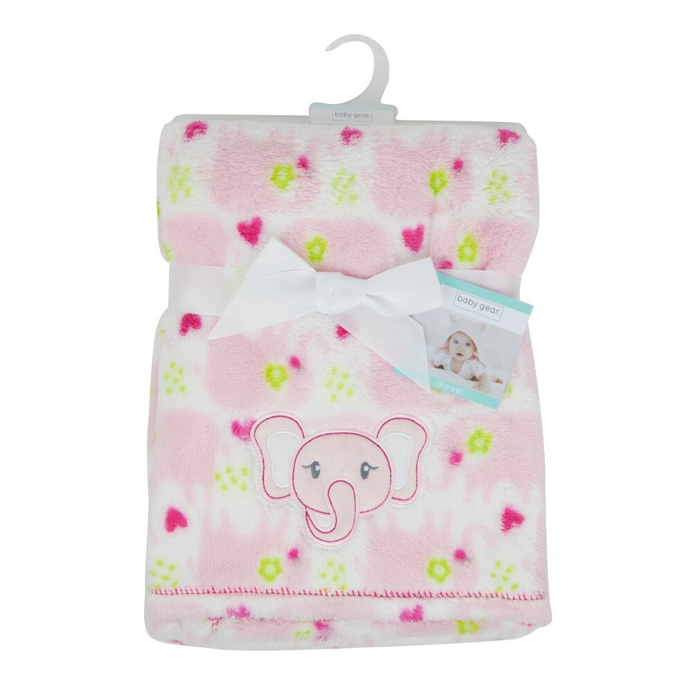 slide 4 of 4, Cutie Pie Elephant Plush Baby Blanket - Pink, 1 ct