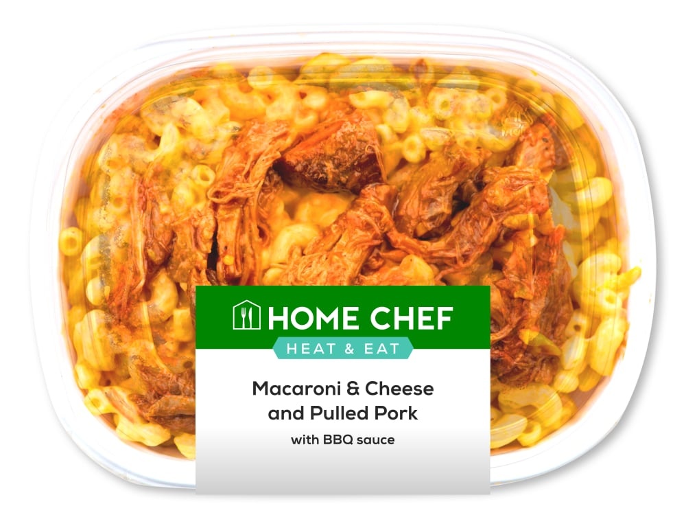 slide 1 of 1, Home Chef Heat And Eat Macaroni & Cheese And Pulled Pork With Bbq Sauce, 13 oz