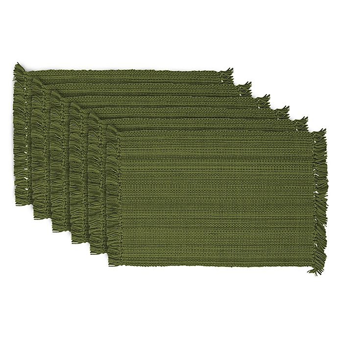 slide 1 of 1, Design Imports Variegated Fringe Placemats - Olive, 6 ct