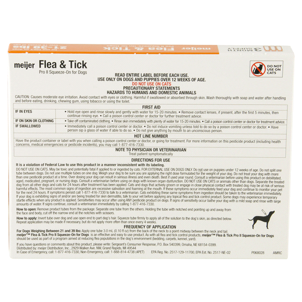 slide 4 of 13, Meijer Pro II Squeeze-On Flea & Tick for Dogs, 21 ct; 39 lb, 3 ct