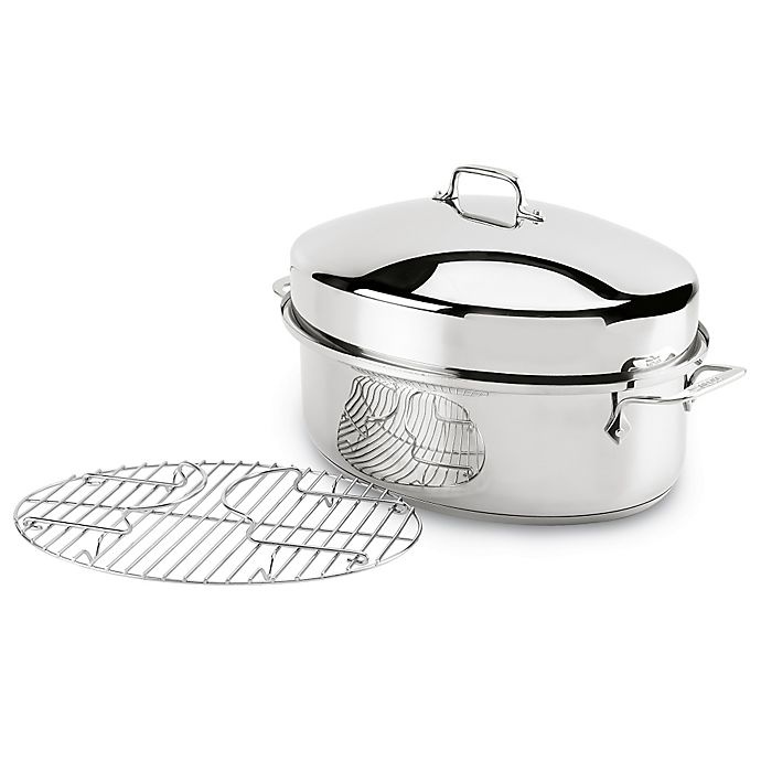 slide 2 of 2, All-Clad Stainless Steel Covered Oval Roaster, 10 qt