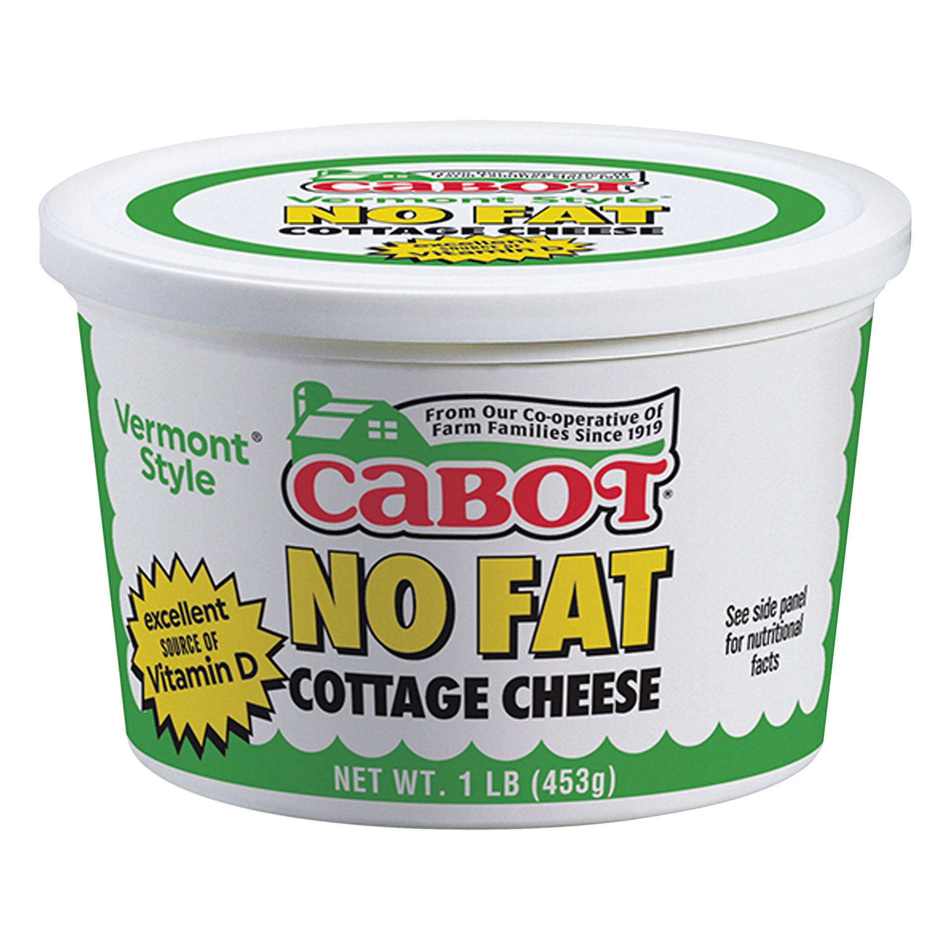 slide 1 of 1, Cabot Vermont Style No Fat Cottage Cheese With Vitamin D, 16 oz