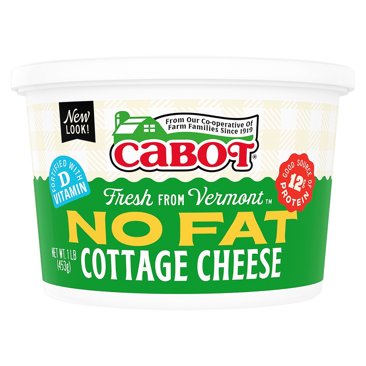 slide 1 of 1, Cabot Nonfat Cottage Cheese, 1 lb, 1 lb