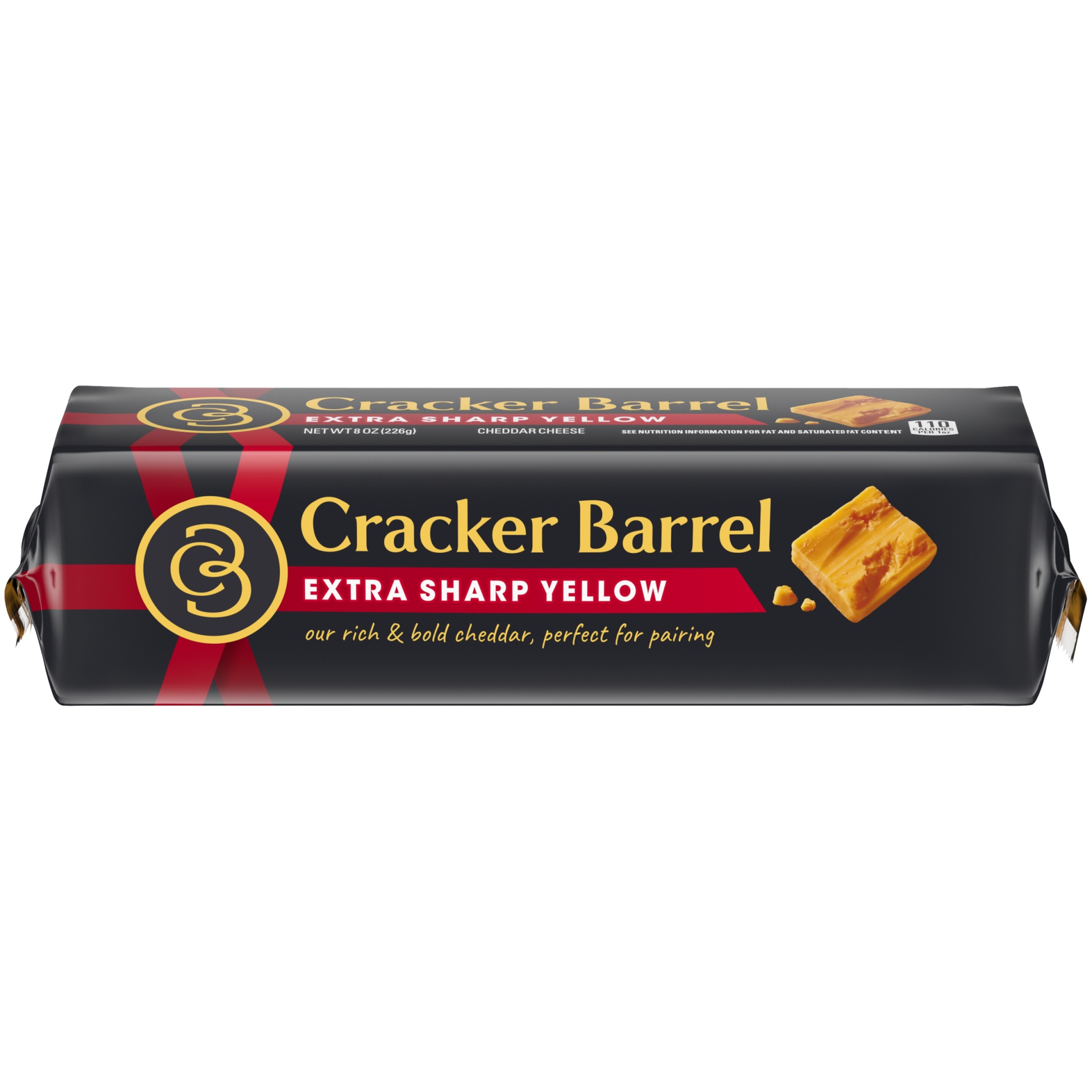 slide 1 of 8, Cracker Barrel Extra Sharp Yellow Cheddar Cheese Block, 8 oz