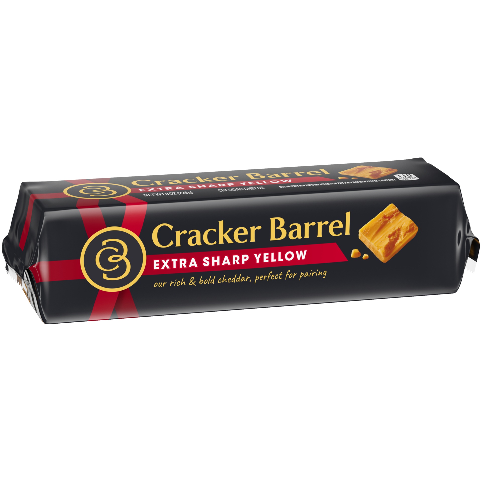 slide 4 of 8, Cracker Barrel Extra Sharp Yellow Cheddar Cheese Block, 8 oz