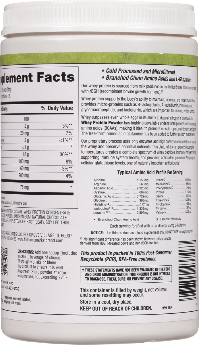 slide 12 of 14, Full Circle Market Chocolate Whey Protein Powder, 13.3 oz