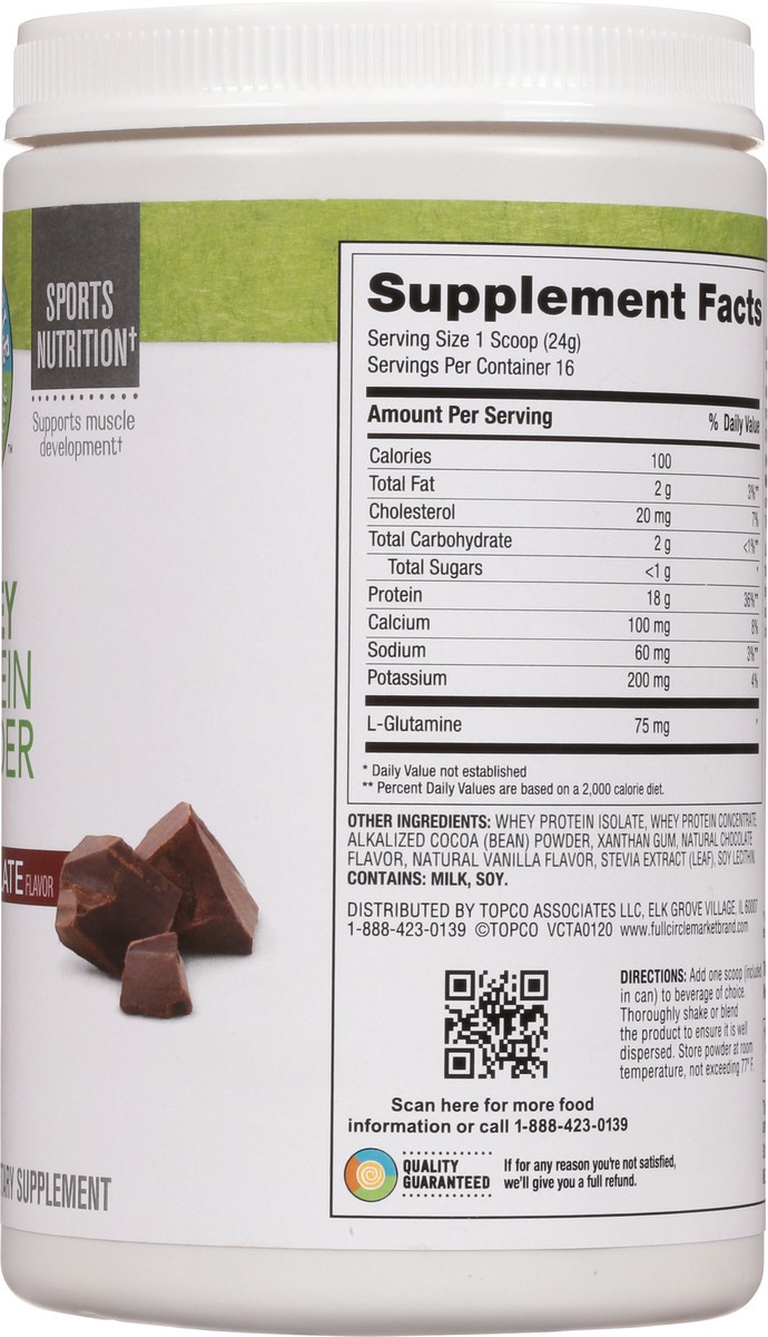 slide 10 of 14, Full Circle Market Chocolate Whey Protein Powder, 13.3 oz