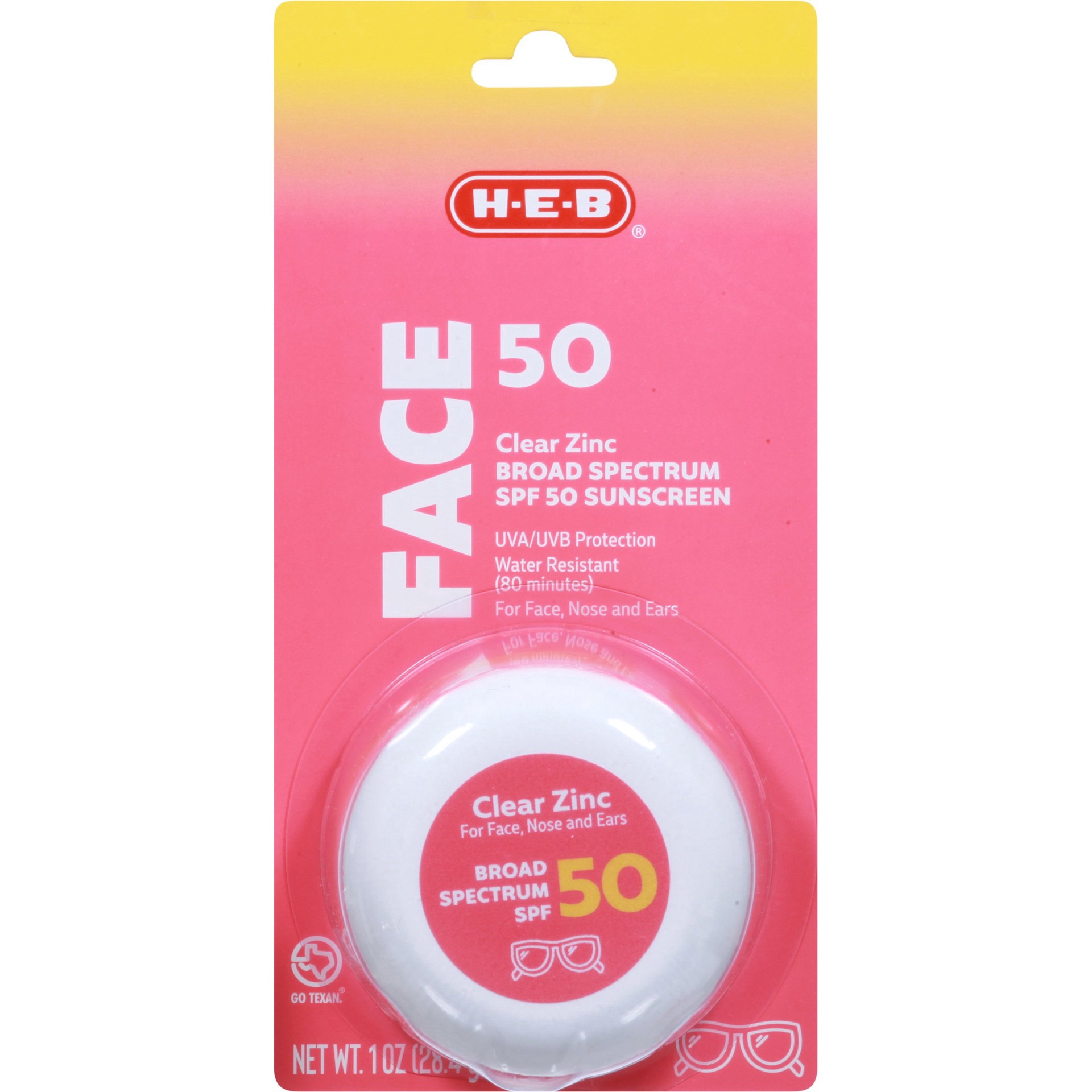 slide 1 of 1, H-E-B Broad Spectrum Face Sunscreen – SPF 50, 1 oz
