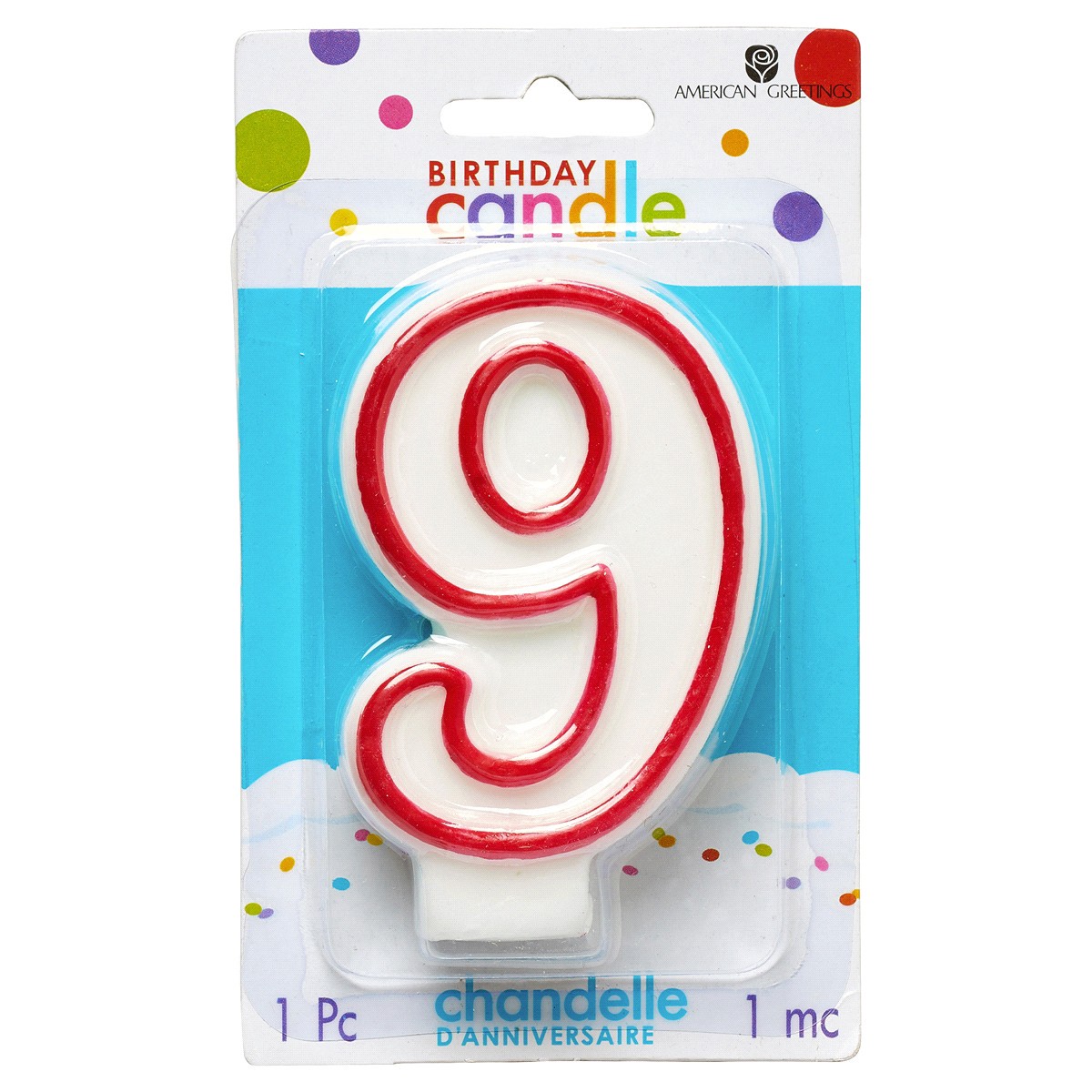 slide 2 of 2, Ag/g Fmn Candle Numeral 9, 1 ct