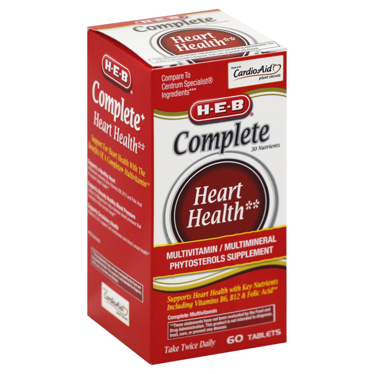 slide 1 of 1, H-E-B Complete Heart Health Multivitamin & Multimineral Tablets, 60 ct