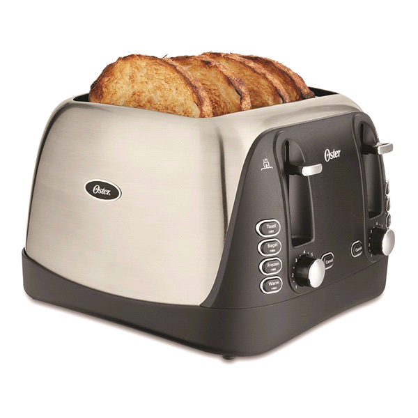 slide 1 of 1, Oster 4-Slice Toaster, Brushed Stainless Steel, 1 ct