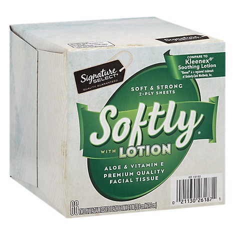 slide 1 of 1, Signature Care Facial Tissue Ultra Softly Soft & Strong 2 Ply With Lotion, 66 ct