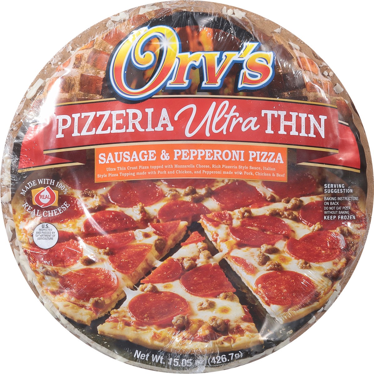 slide 11 of 11, Orv's Ultra Thin Sauage & Pepperoni Pizza, 18.5 oz