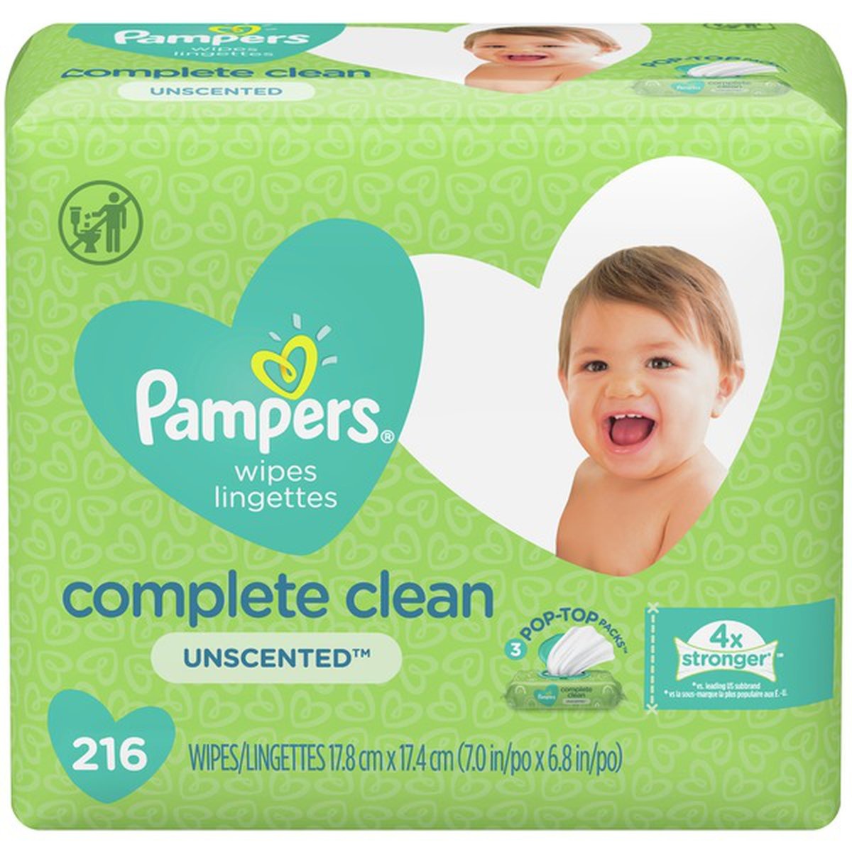 slide 1 of 1, Pampers Baby Wipes Unscented, 216 ct